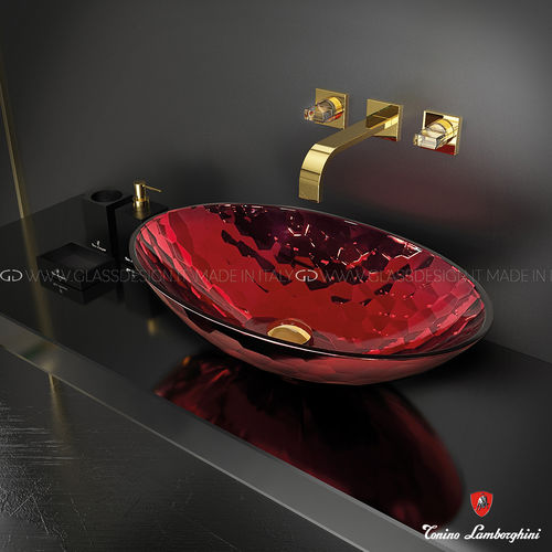 Lavabo da appoggio - ALLURE OVAL XL  - GLASS DESIGN Srl - in cristallo / ovale / senza foro