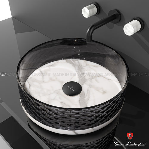 Lavabo da appoggio - MARMOFUSION - GLASS DESIGN Srl - in marmo / in cristallo / rotondo