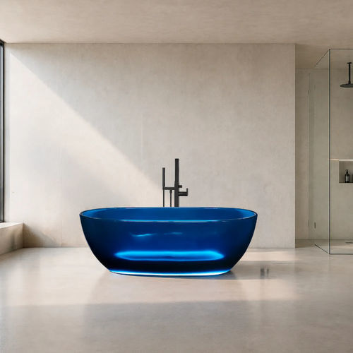 Vasca da bagno ovale - LUMINA LIGHT - GLASS DESIGN Srl - ad isola / in vetro / con illuminazione
