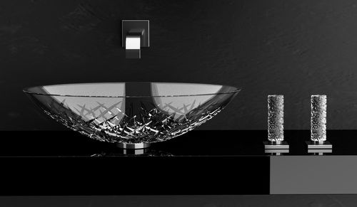 Miscelatore doppio comando per lavabo - GLAMOROUS ICE - GLASS DESIGN Srl - da appoggio / in cristallo / da bagno