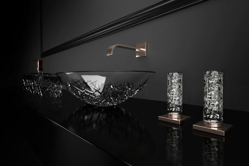 Miscelatore doppio comando per lavabo - GLAMOROUS ICE CYPRUM - GLASS DESIGN Srl - da appoggio / in cristallo / da bagno