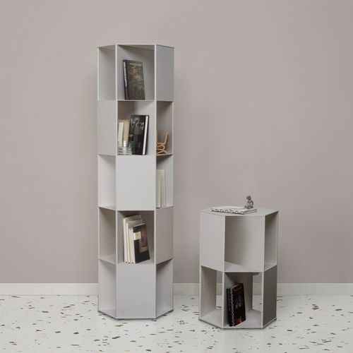 Libreria contemporanea - Hexagon - Quodes - in acciaio con rivestimento a polvere / in alluminio estruso / bianca