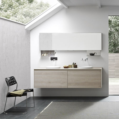 Bagno contemporaneo - COMPOSIZIONE 105 - AZZURRA ARREDOBAGNO - in ceramica / in legno / in melaminico