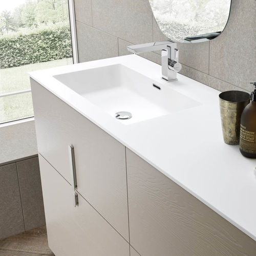 Lavabo da incasso - COMPOSIZIONE 001 - AZZURRA ARREDOBAGNO - in ceramica / in legno / con piano integrato