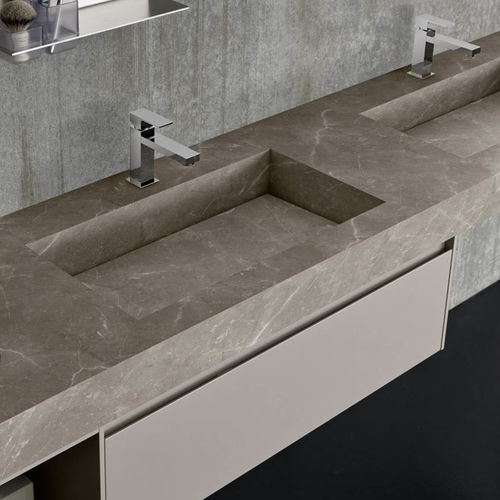 Lavabo da appoggio - COMPOSIZIONE 21 - AZZURRA ARREDOBAGNO - in ceramica / con piano integrato / doppio