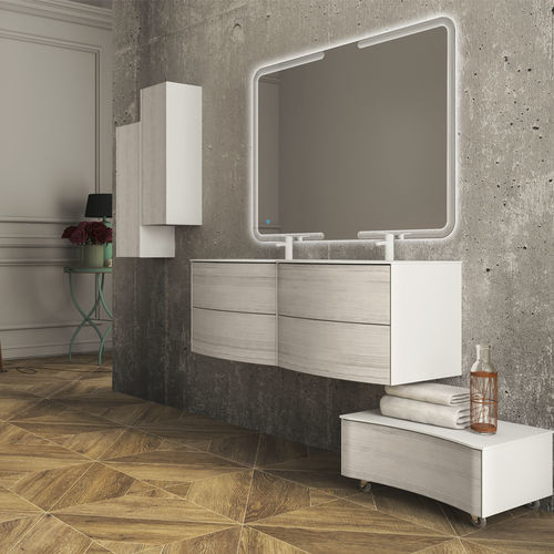 Mobile lavabo sospeso - SOHO - BADEN HAUS - in rovere / in vetro / in Solid Surface