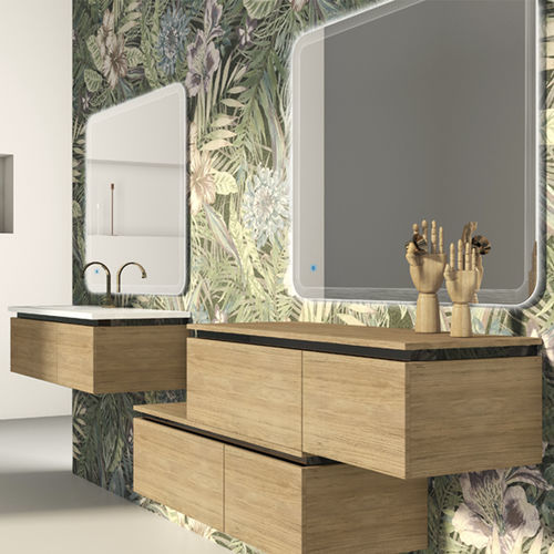 Mobile lavabo sospeso - AVRIL - BADEN HAUS - in legno / in cromo / in resina
