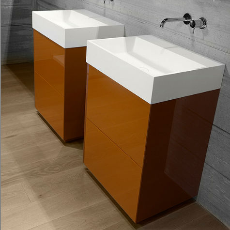 Mobile lavabo da appoggio - 01 - CASA BATH - in rovere / in noce / contemporaneo