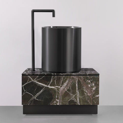 Mobile lavabo da appoggio - ABC03 - CEADESIGN - in acciaio inossidabile / in ecopelle / contemporaneo