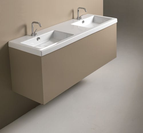 Lavabo da incasso - CANGAS: CAN06011/CAN04011 - CERAMICA TECLA - in ceramica / con piano integrato / doppio