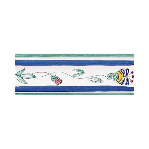 Listello in ceramica - FIORE STILIZZATO - DE MAIO FRANCESCO - fatto a mano