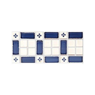 Mosaico in ceramica - BIANCO VIETRI - PENNELLATO BLU - PALMETTA BLU - DE MAIO FRANCESCO - da interno / da parete / rettangolare