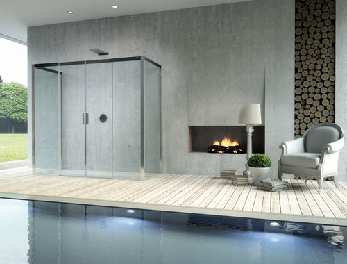 Doccia all'italiana - ACQUA R 5000 - DUKA - in vetro / con sportello battente / rettangolare