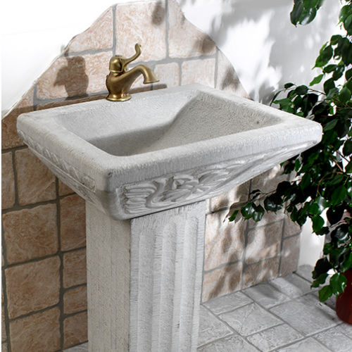 Lavabo autoportante - MAESTRI SCULTORI E SCALPELLINI - ECO CERAMICA - in pietra naturale / rettangolare / classico