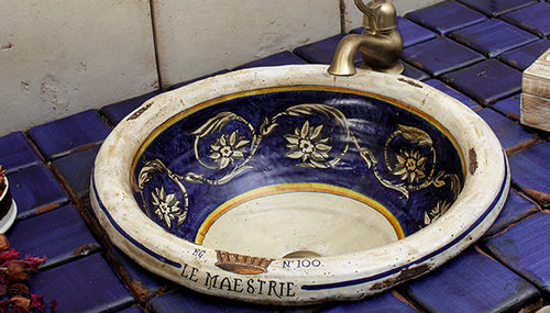 Lavabo da appoggio - MAESTRI VASARI - ECO CERAMICA - in ceramica / rotondo / classico