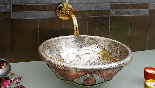 Lavabo da appoggio - MAESTRI ORAFI E ARGENTIER - ECO CERAMICA - rotondo / design originale