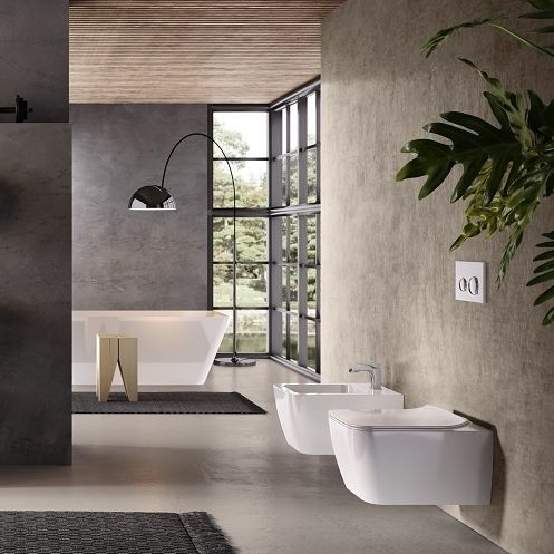 WC sospeso - KIUB - HIDRA - in ceramica / per uso residenziale / allungato