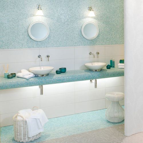Mosaico in gres porcellanato - LOOP : LIGHT AQUA BLUE - JASBA MOSAIK - 3D / da cucina / da bagno