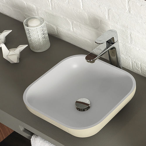 Lavabo da appoggio - ON-TOP - ACQUABELLA - in composito / in ardesia / bicolore