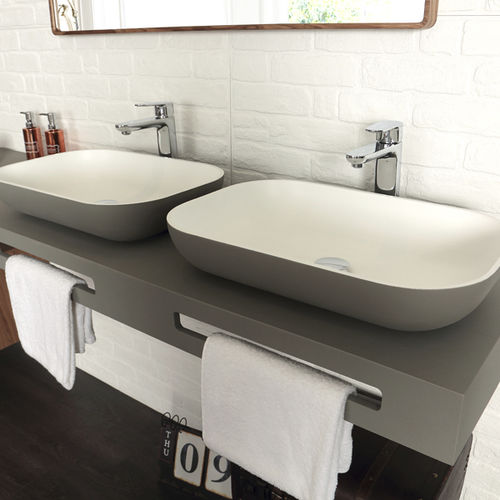Lavabo da appoggio - ON-TOP - ACQUABELLA - in composito / in ardesia / bicolore