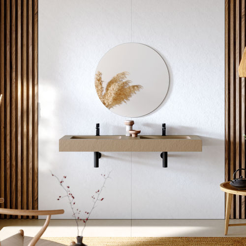 Piano lavabo doppio - INTEGRA 2 - ACQUABELLA - in ardesia / ghisa minerale / su misura