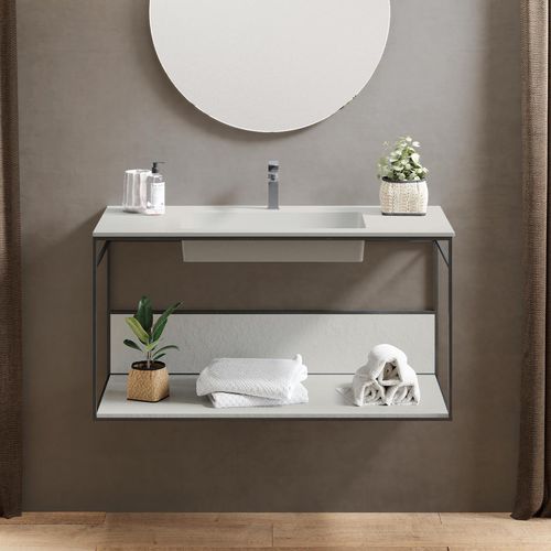 Mobile lavabo doppio - INTEGRA AKRON - ACQUABELLA - sospeso / in legno / in metallo