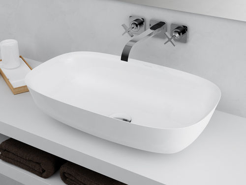 Lavabo da appoggio - LEVI XL - ACQUABELLA - in ceramica / rettangolare / senza foro