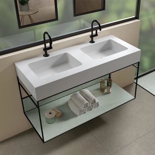 Piano lavabo doppio - KIVU - ACQUABELLA - in Solid Surface