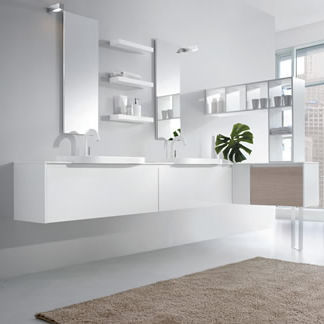 Mobile lavabo sospeso - 01 - LASAIDEA - in legno / contemporaneo / senza ante