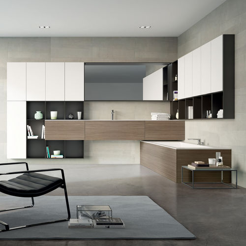 Mobile lavabo a muro - B 01 - LASAIDEA - in legno / contemporaneo / con sportello