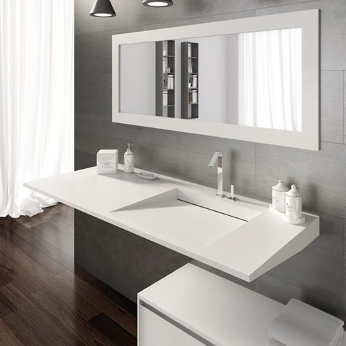 Lavabo sospeso - FLOW20 - LASAIDEA - in resina / con piano integrato / con specchio