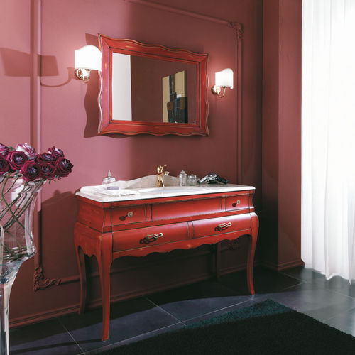 Mobile lavabo da appoggio - VOGUE 02 - LEGNOBAGNO - in noce / in ceramica / in marmo