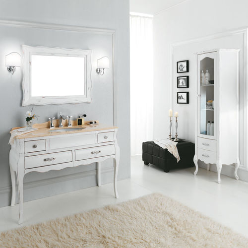 Mobile lavabo da appoggio - VOGUE 03 - LEGNOBAGNO - in noce / in ceramica / in marmo