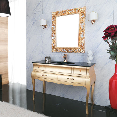 Mobile lavabo da appoggio - VOGUE 04 - LEGNOBAGNO - in noce / in ceramica / in vetro