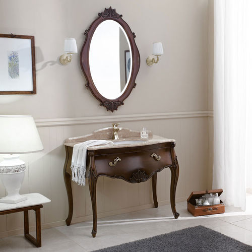 Mobile lavabo da appoggio - VANITY INTAGLIATO 02 - LEGNOBAGNO - in noce / in marmo / classico
