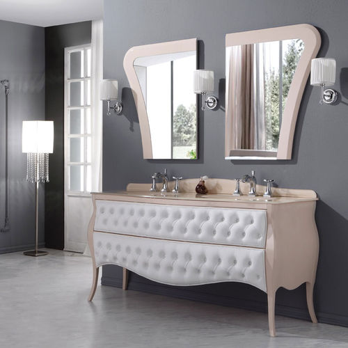 Mobile lavabo doppio - VANITY DUETTO 01 - LEGNOBAGNO - da appoggio / in legno / in cristallo