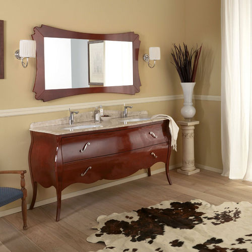Mobile lavabo doppio - VANITY DUETTO 02 - LEGNOBAGNO - da appoggio / in noce / in marmo