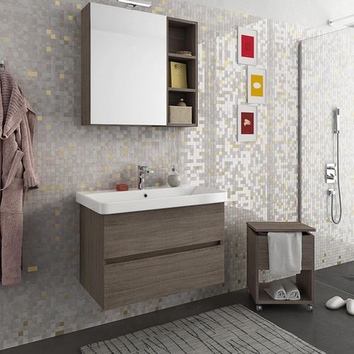Mobile lavabo sospeso - SOHO S1 - LEGNOBAGNO - in rovere / in ceramica / contemporaneo