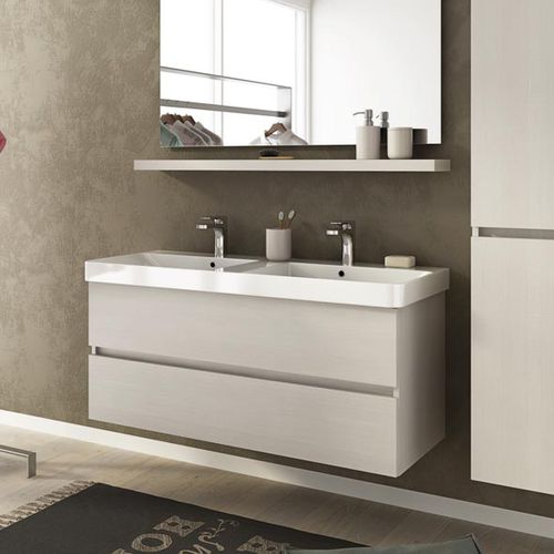 Mobile lavabo doppio - SOHO S15 - LEGNOBAGNO - sospeso / in rovere / in ceramica