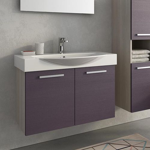 Mobile lavabo sospeso - MANATTHAN M7 - LEGNOBAGNO - in rovere / in ceramica / contemporaneo