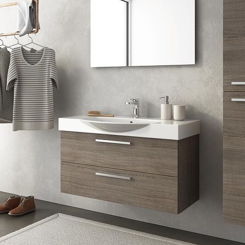 Mobile lavabo sospeso - MANATTHAN M13 - LEGNOBAGNO - in rovere / in ceramica / contemporaneo