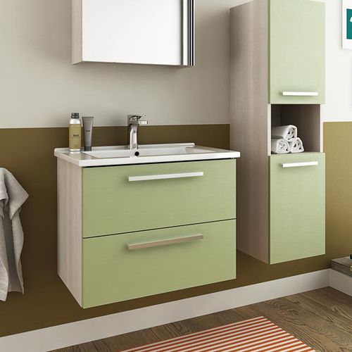 Mobile lavabo sospeso - HARLEM H2 - LEGNOBAGNO - in rovere / in ceramica / in metallo