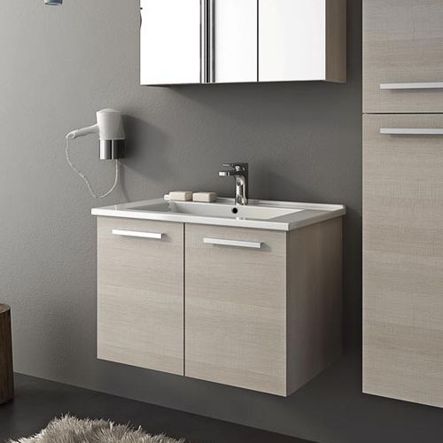 Mobile lavabo sospeso - HARLEM H7 - LEGNOBAGNO - in rovere / in ceramica / in metallo