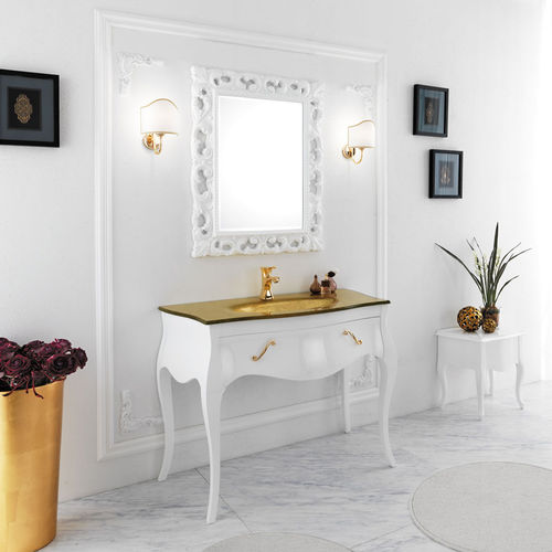 Mobile lavabo da appoggio - VANITY 06 - LEGNOBAGNO - in noce / in vetro / in marmo