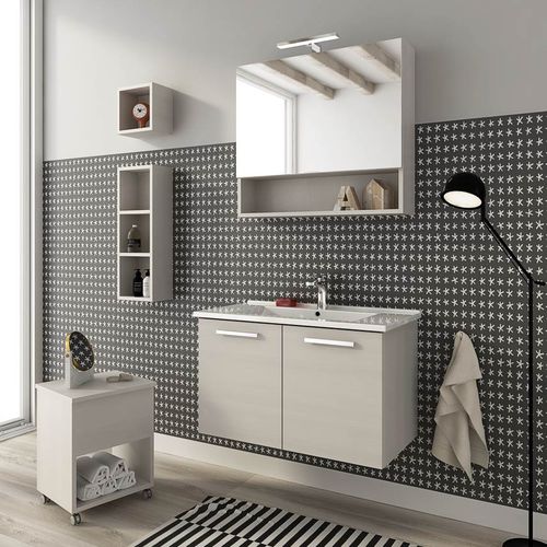 Mobile lavabo sospeso - HARLEM H13 - LEGNOBAGNO - in rovere / in ceramica / contemporaneo