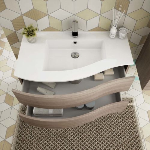 Mobile lavabo sospeso - FLEX 01  - LEGNOBAGNO - in olmo / in resina / contemporaneo
