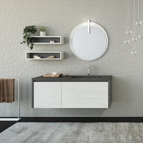 Mobile lavabo sospeso - FL14 - LEGNOBAGNO - in rovere / in ceramica / in HPL