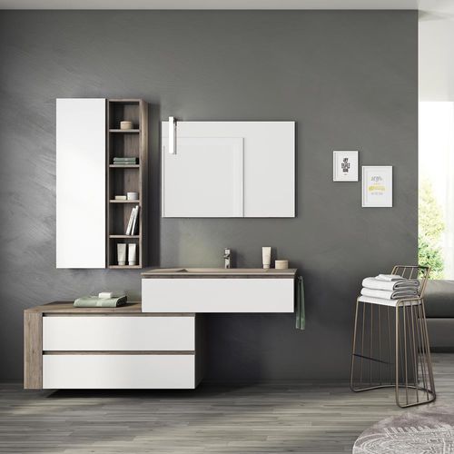Mobile lavabo sospeso - FL20 - LEGNOBAGNO - in rovere / in ceramica / in HPL