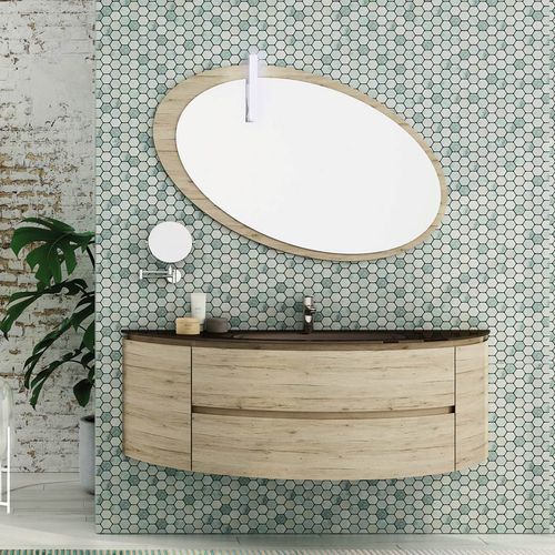 Mobile lavabo sospeso - FC07 - LEGNOBAGNO - in rovere / in vetro / contemporaneo