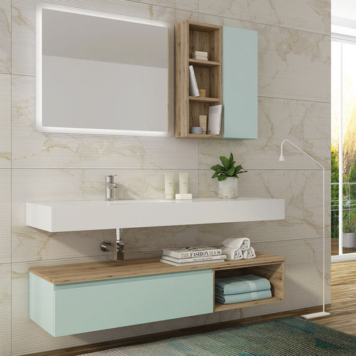 Mobile lavabo sospeso - FL28 - LEGNOBAGNO - in rovere / in legno / in ceramica